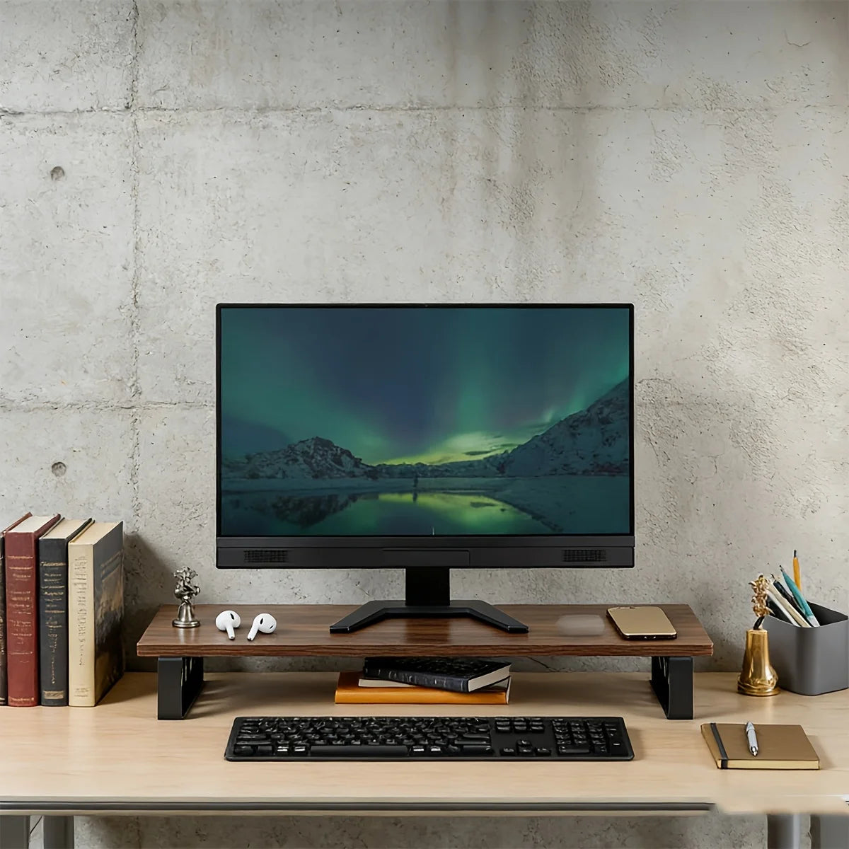 Deskpalm Forge Industrial Wood Monitor Riser — Deskpalm Modern Desks & Workspace Accessories — view 4