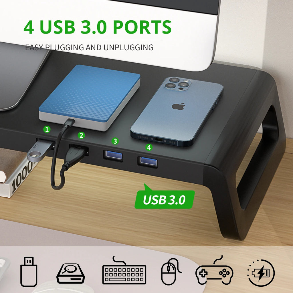 Deskpalm Ridge Monitor Stand with USB Hub — Deskpalm Modern Desks & Workspace Accessories — view 2