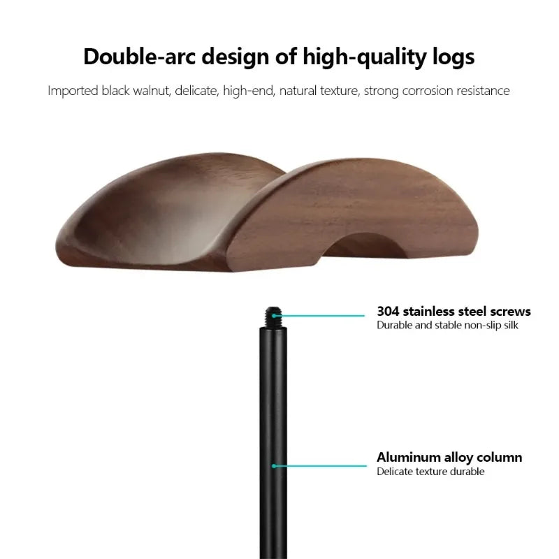 Deskpalm Walnut Aluminum Headphone Stand — Deskpalm Modern Desks & Workspace Accessories — view 4