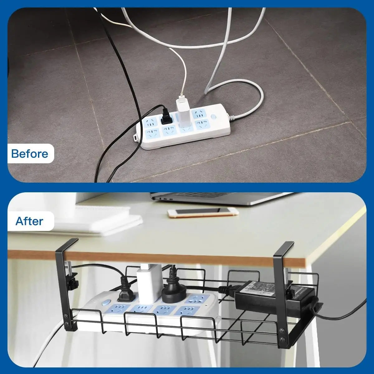 Deskpalm Clamp No-Drill Cable Tray — Deskpalm Modern Desks & Workspace Accessories — view 3
