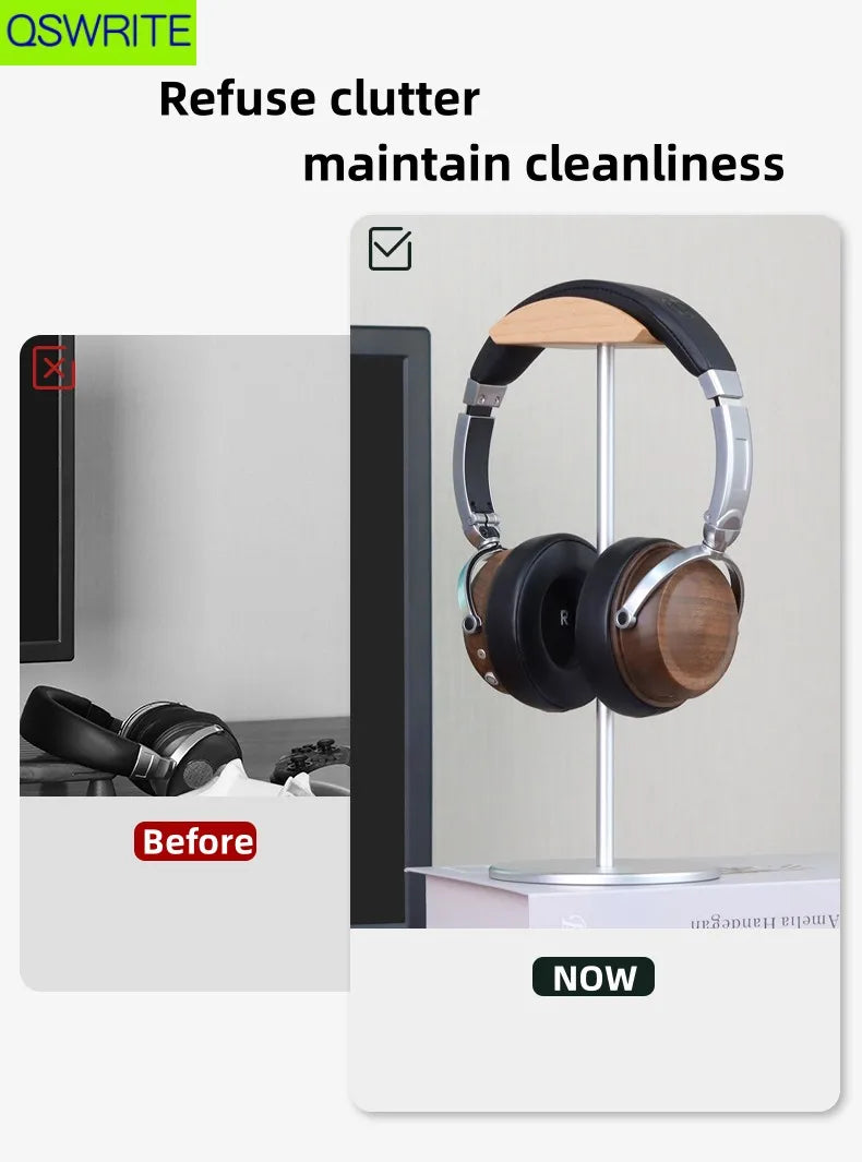 Deskpalm Spire Minimalist Walnut Headphone Holder — Deskpalm Modern Desks & Workspace Accessories — view 3