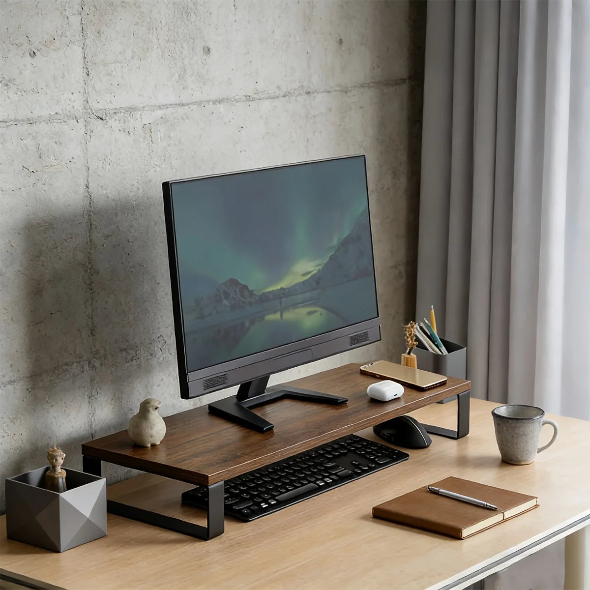 Deskpalm Forge Industrial Wood Monitor Riser — Deskpalm Modern Desks & Workspace Accessories — view 3