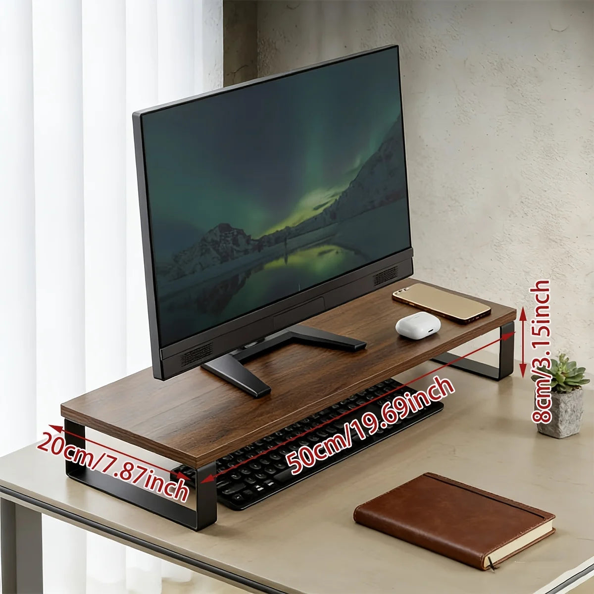 Deskpalm Forge Industrial Wood Monitor Riser — Deskpalm Modern Desks & Workspace Accessories — view 2