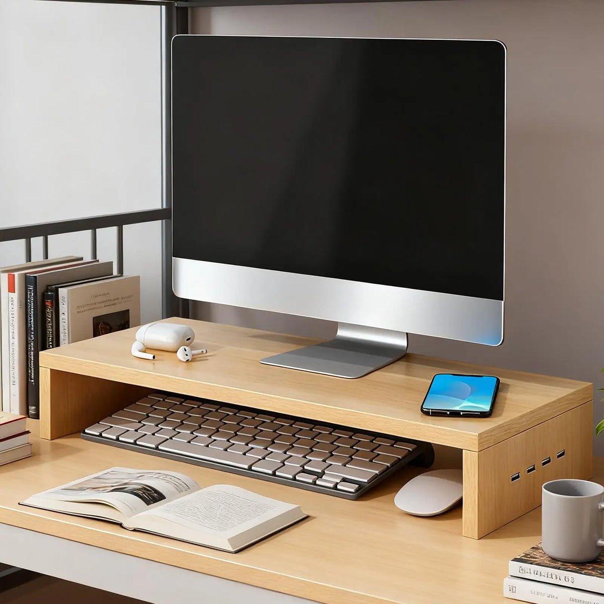 Deskpalm Vale Ventilated USB Monitor Riser — Deskpalm Modern Desks & Workspace Accessories — view 4