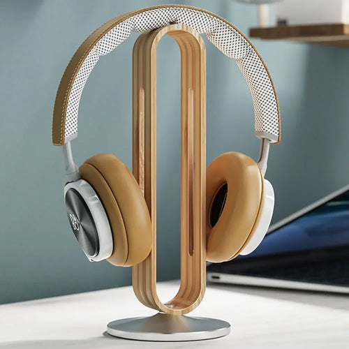 Deskpalm Bamboo Aluminum Headphone Stand — Deskpalm Modern Desks & Workspace Accessories