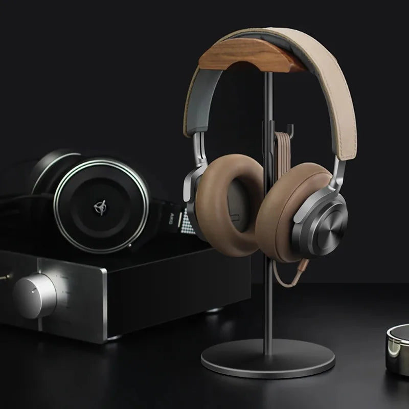 Deskpalm Walnut Aluminum Headphone Stand — Deskpalm Modern Desks & Workspace Accessories