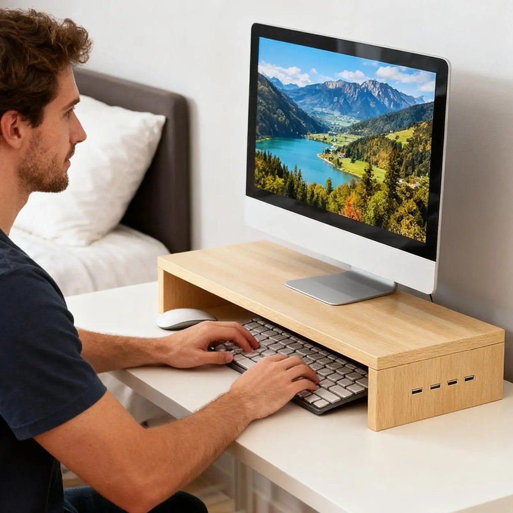 Deskpalm Vale Ventilated USB Monitor Riser — Deskpalm Modern Desks & Workspace Accessories — view 2