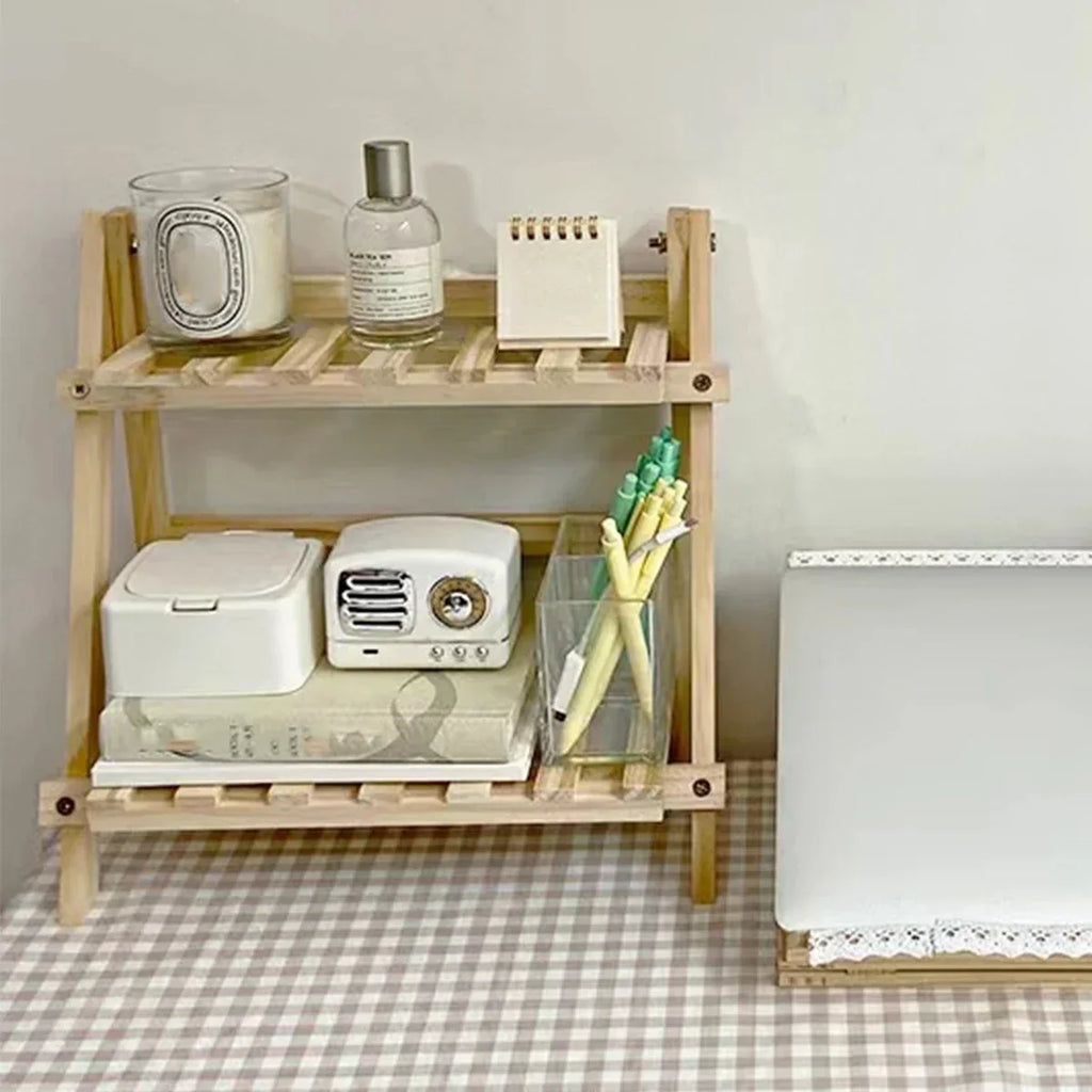 Deskpalm Fold Two-Tier Wooden Desk Shelf — Deskpalm Modern Desks & Workspace Accessories — view 4