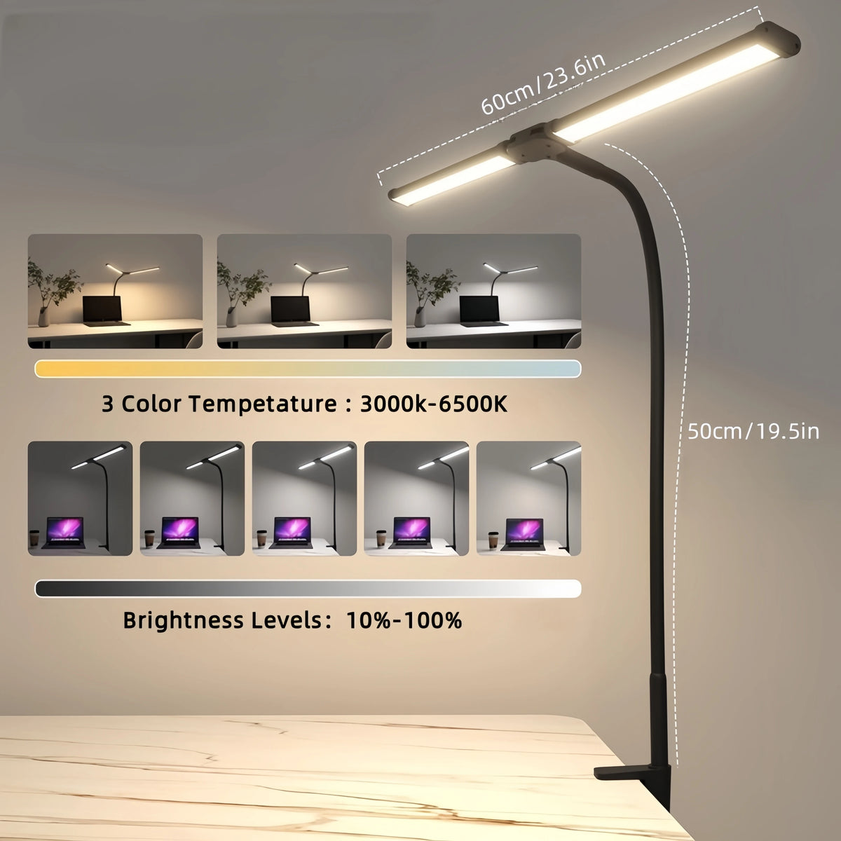 Deskpalm Twin Double-Head Clamp Desk Lamp — Deskpalm Modern Desks & Workspace Accessories — view 3
