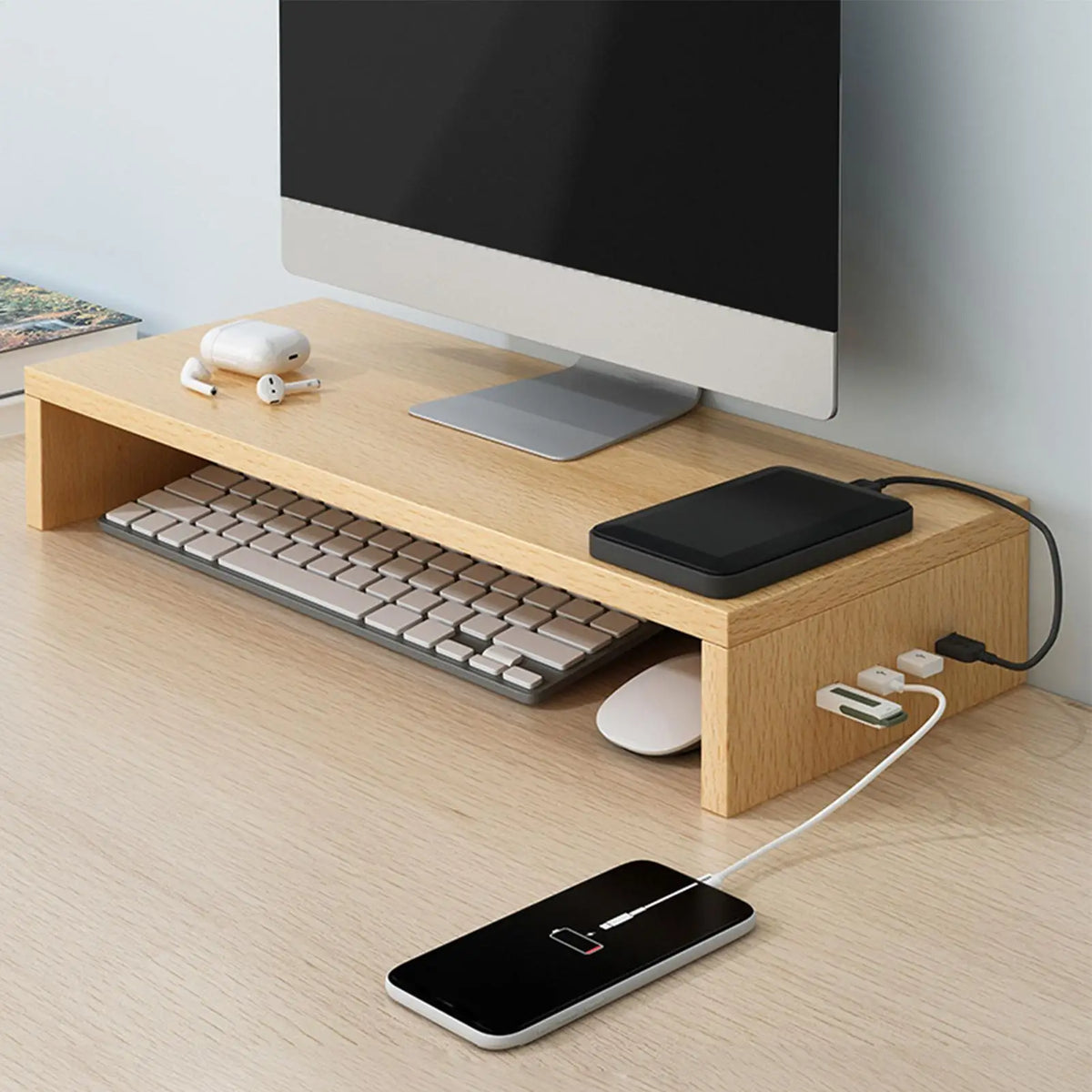 Deskpalm Vale Ventilated USB Monitor Riser — Deskpalm Modern Desks & Workspace Accessories